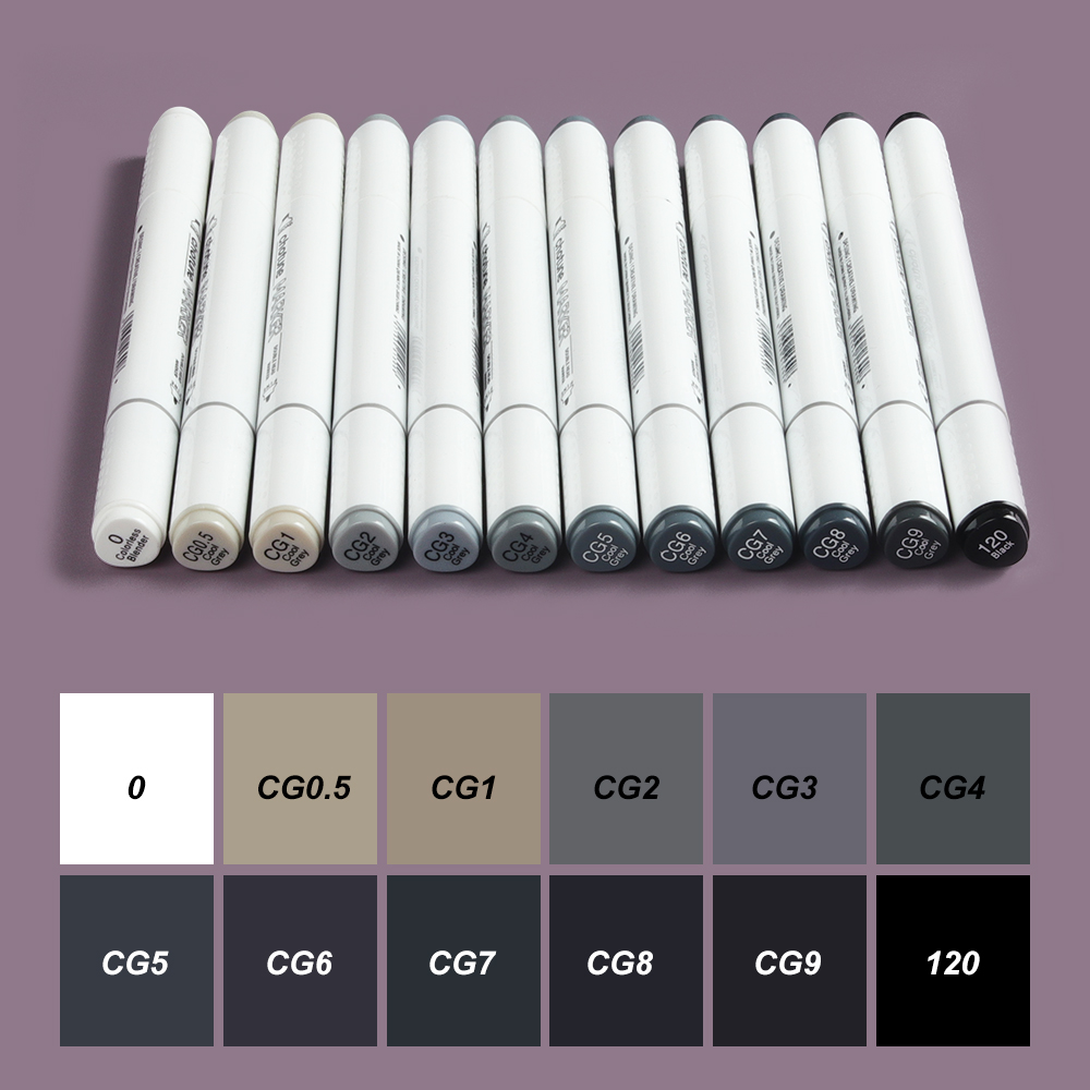 Copic Marker Sketch - THOTUNE 12 Renk Sıcak Gri Serin