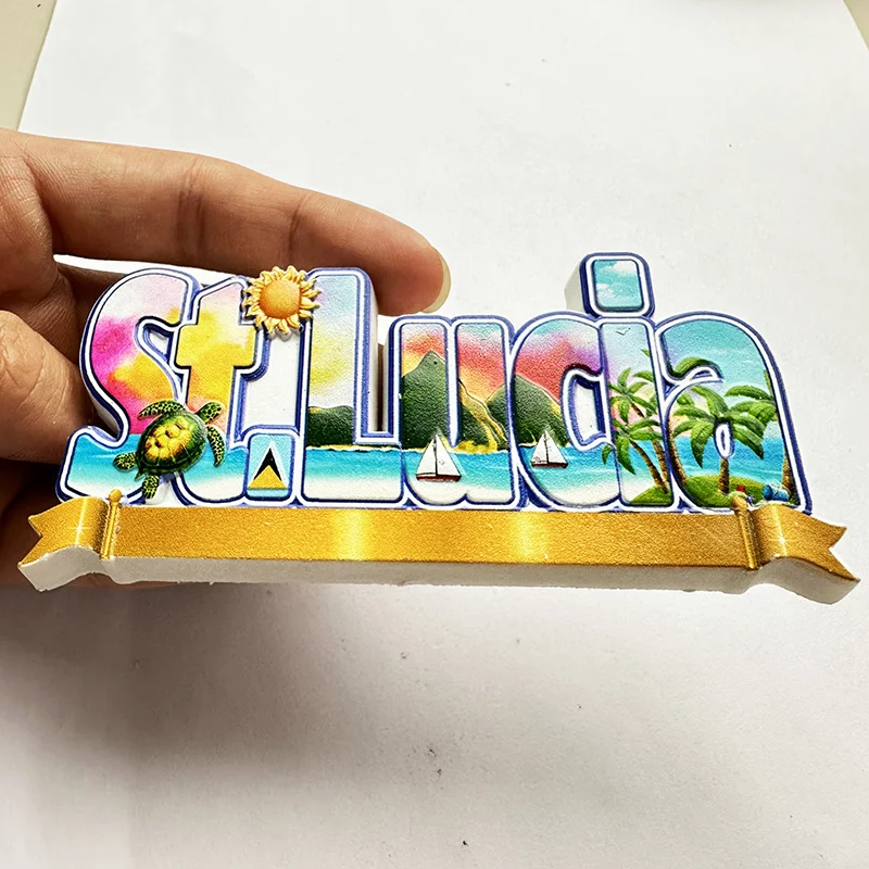 Art Craft Magnet - St. Lucia West Indies, Plaj 3D