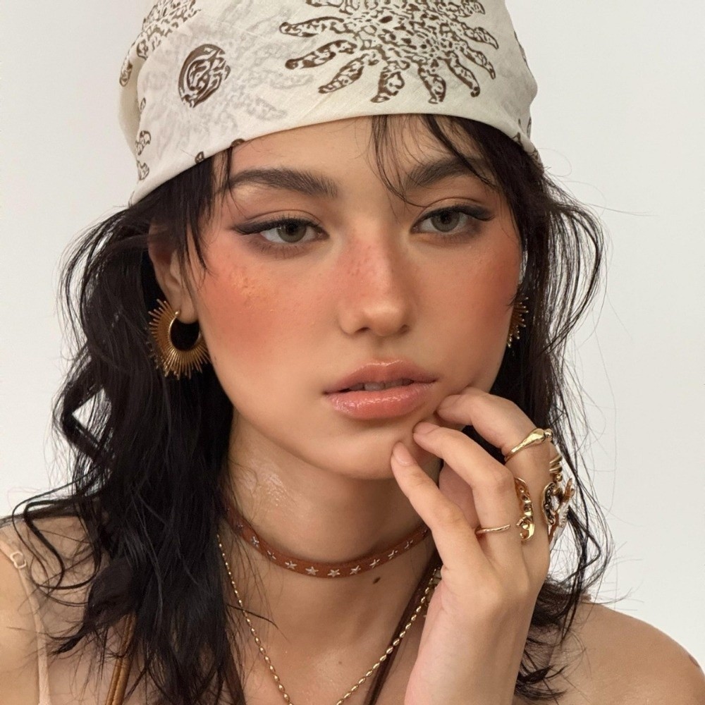Art And Craft Hair - Retro Çiçek Kare Başörtüsü Y2K Hip