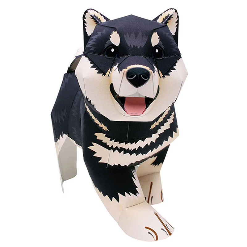 Art Craft With Cardboard - Siyah Shiba Inu Köpek El Yapımı