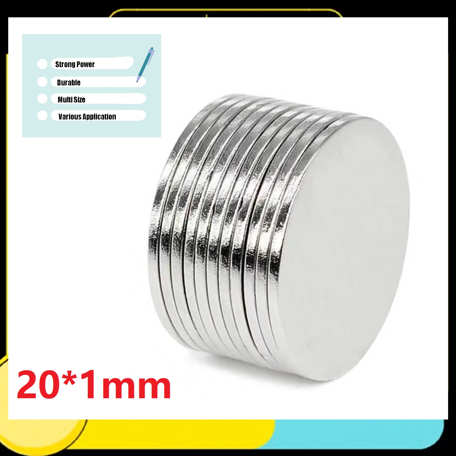 Art Craft Magnet - 20x1mm Buzdolabı Mıknatısları, Beyaz Tahta Mıknatısları,