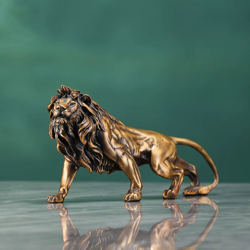 Art Craft Lion - Bakır Aslan Heykel Süsleme, Pirinç El