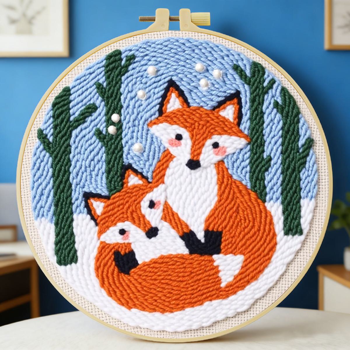 Punch Needle Kit - 20X20CM/7.87 inç Hayvan - Tilki Punch